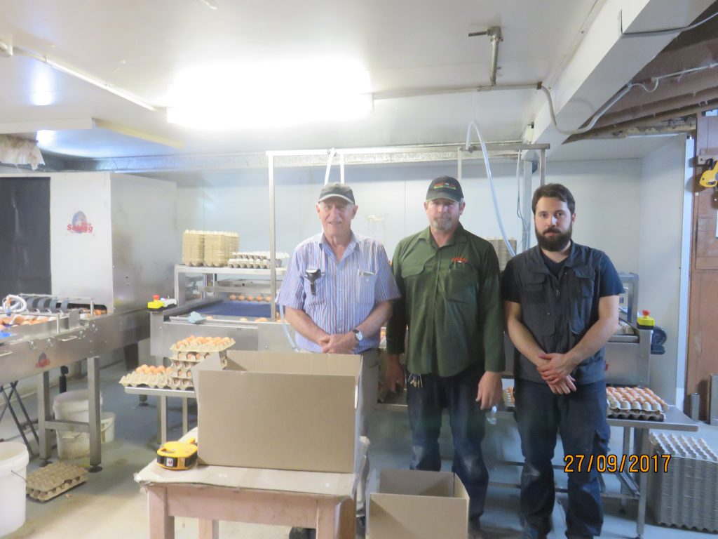 Rob Duns (DFT), Andrew Leaney (Chirpy Chook Eggs) and Guido Pagotta (Riva Selegg Technician)