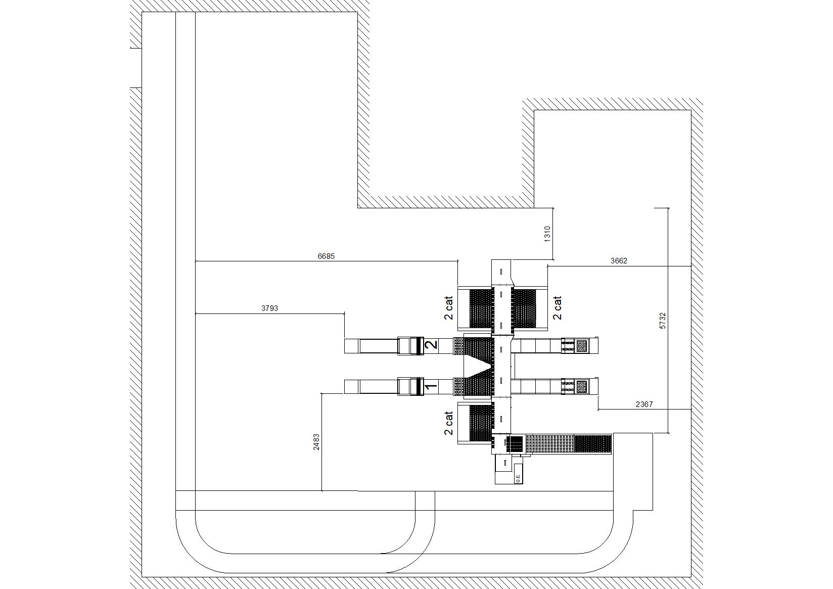 Layout of E12 Egg Grader with 2 auto-pack lanes and 4 manual lanes
